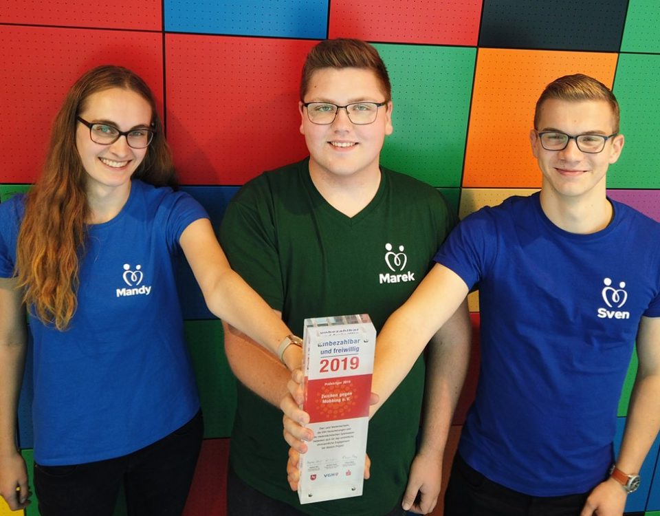 Mandy, Marek und Sven von Zeichen gegen Mobbing mit dem Niedersachsenpreis